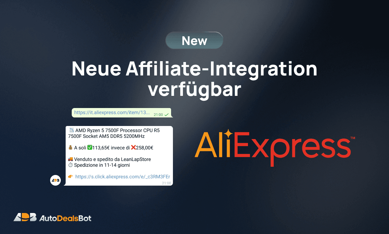 AliExpress ist jetzt auf AutoDealsBot verfügbar