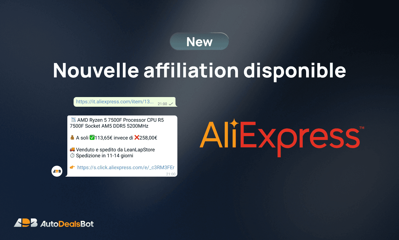 AliExpress arrive sur AutoDealsBot